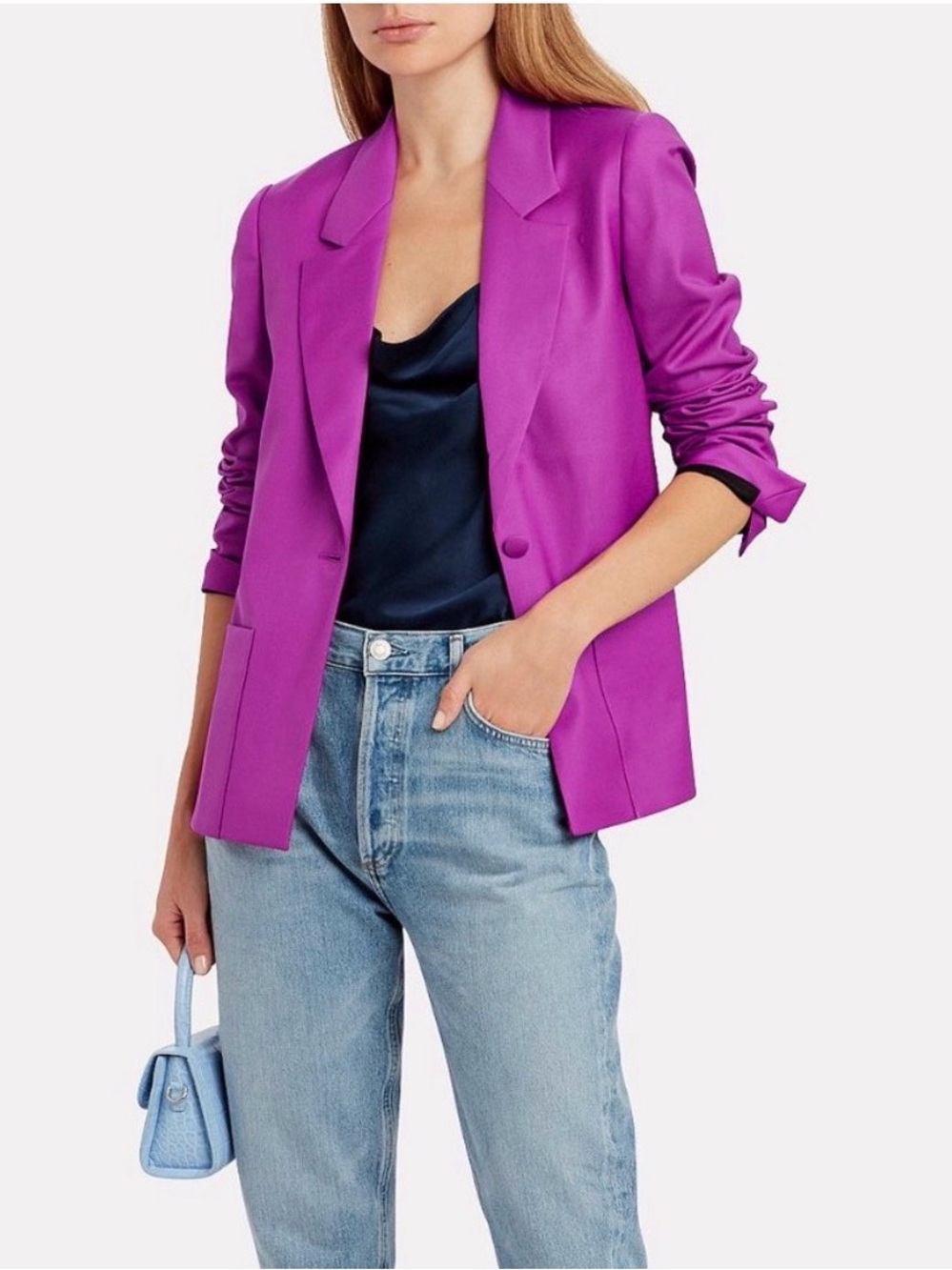 RtA Sasha Virgin Wool Blazer Jacket Magenta Bright Pink Size XS